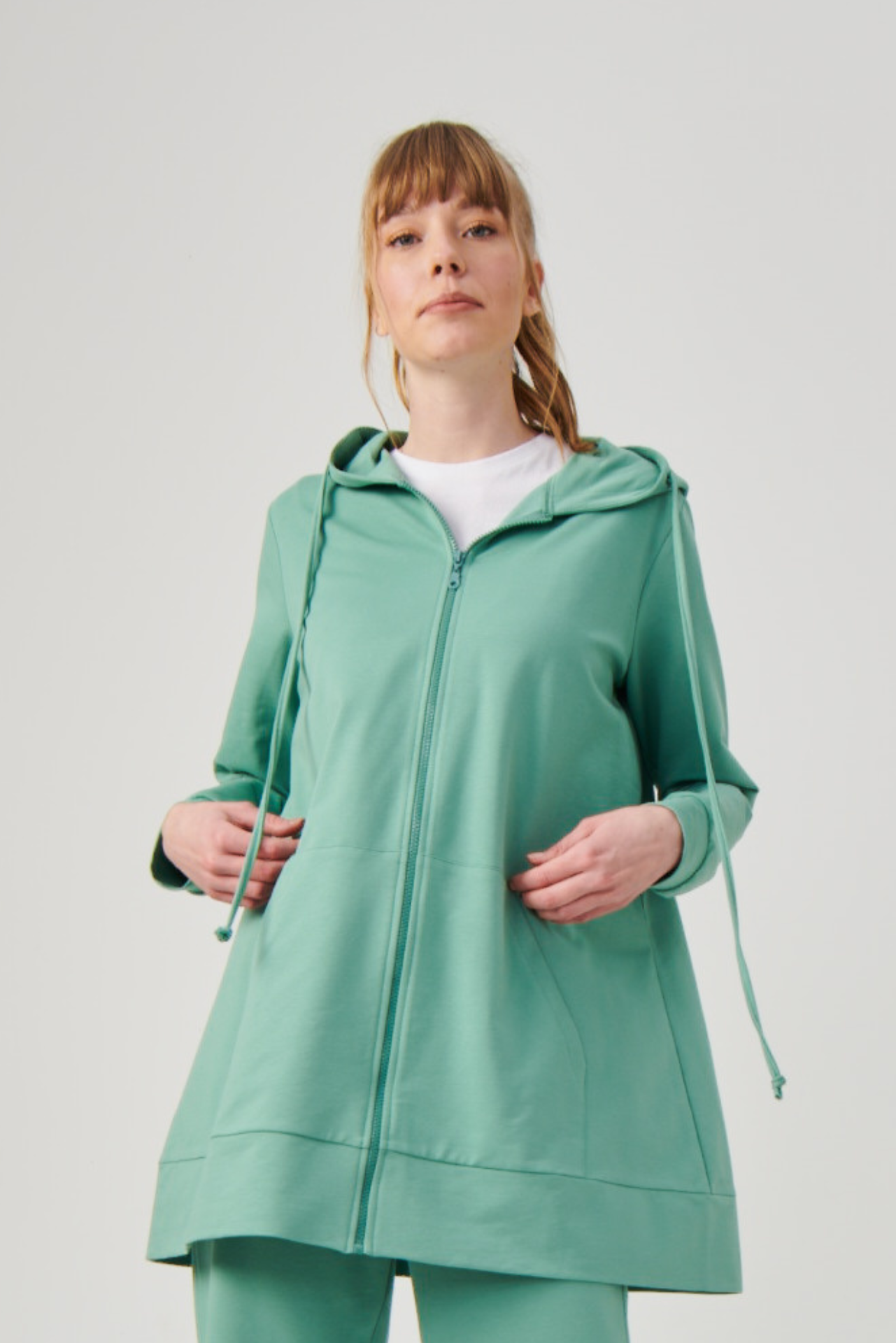 Premium Pamuk Fermuarlı Sweat Mint