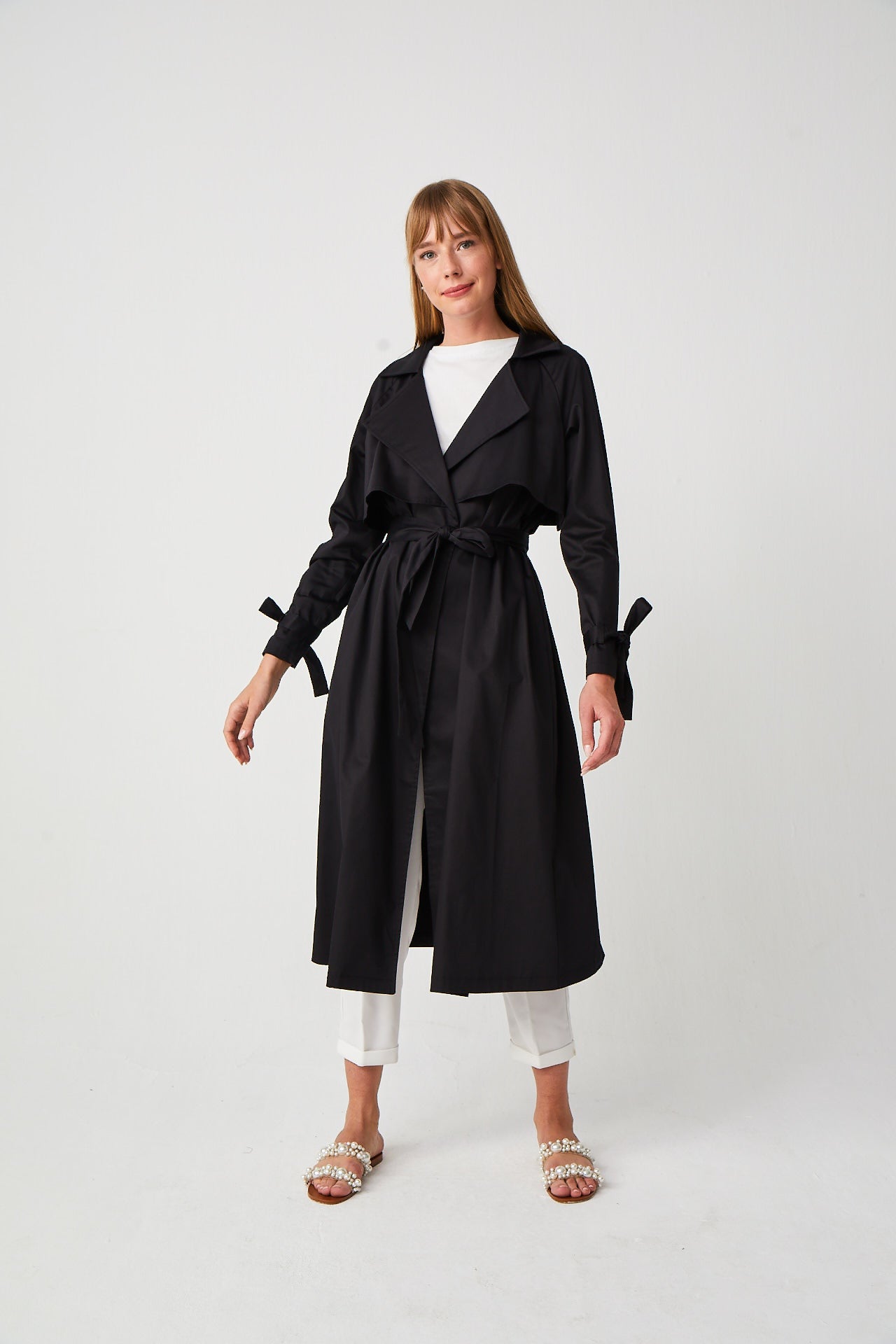 Gabardin Adriana Trench Siyah