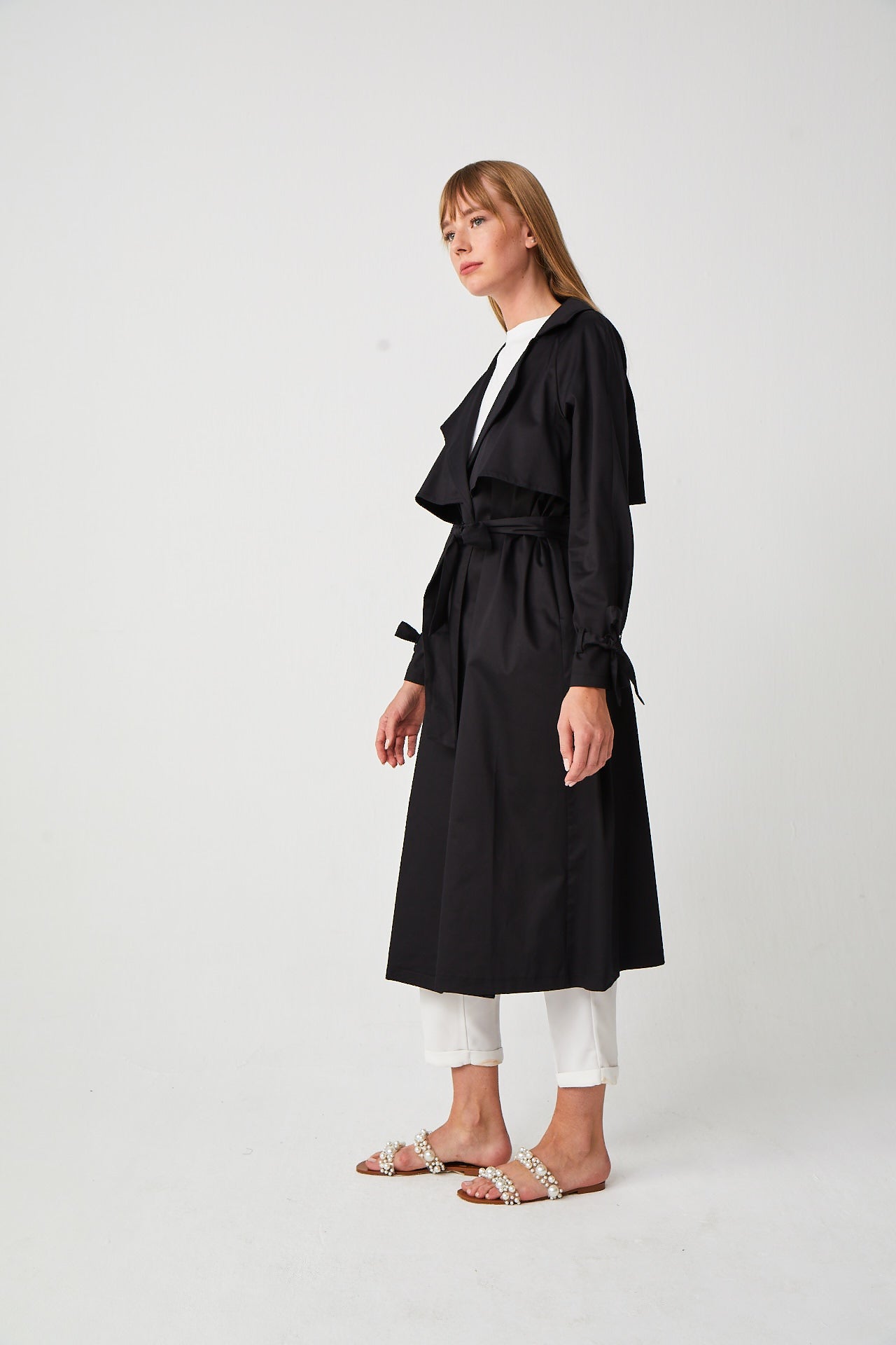 Gabardin Adriana Trench Siyah
